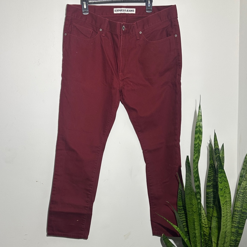 Express Men's Burgundy Slim Jeans